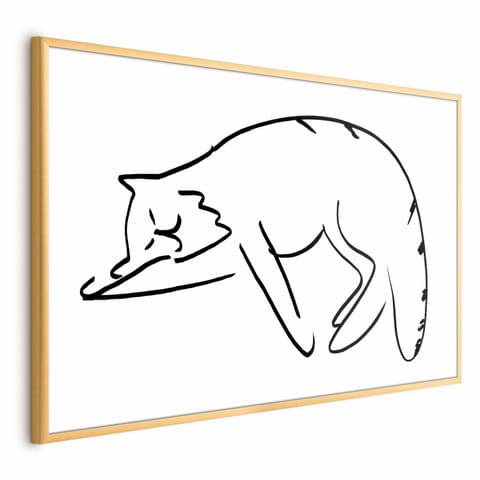 ⁨Plakat - Kocie sny (rozmiar 42x29.7, wykończenie Rama złota)⁩ w sklepie Wasserman.eu