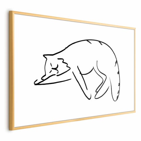 ⁨Plakat - Kocie sny (rozmiar 60x40, wykończenie Rama złota z marginesem)⁩ w sklepie Wasserman.eu