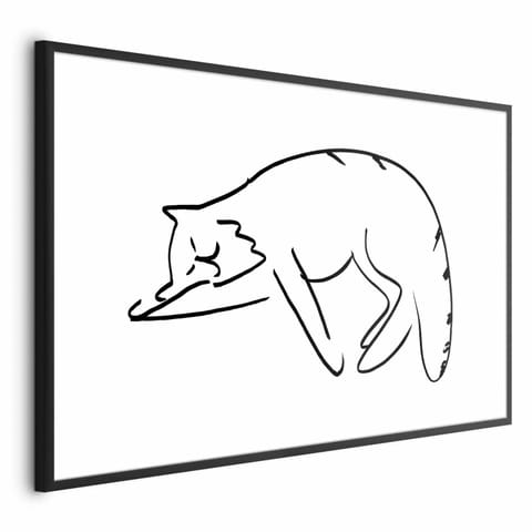 ⁨Plakat - Kocie sny (rozmiar 42x29.7, wykończenie Rama czarna z marginesem)⁩ w sklepie Wasserman.eu