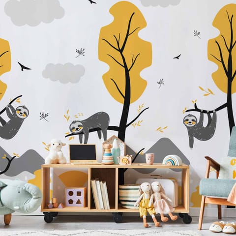 ⁨Wall mural - Cute sloths (size 100x70)⁩ at Wasserman.eu