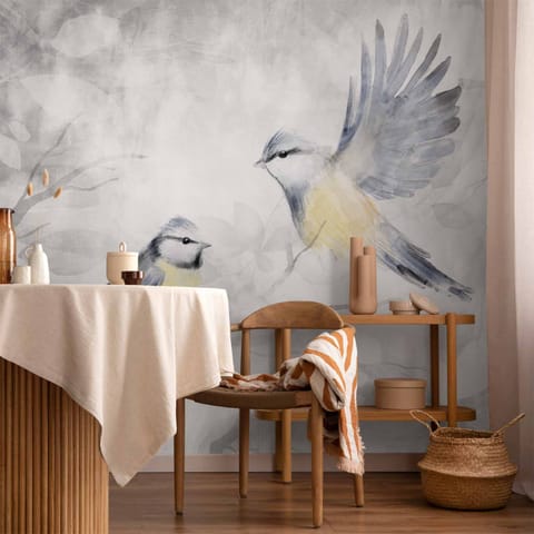 ⁨Fototapeta - Akwarelowe sikorki - drugi wariant (rozmiar 150x105, wykończenie Wodoodporna)⁩ w sklepie Wasserman.eu