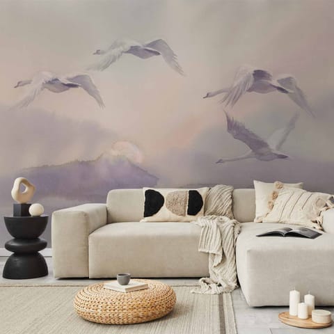 ⁨Wall mural - Flying swans (size 100x70)⁩ at Wasserman.eu
