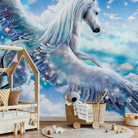 ⁨Self-adhesive wall mural - Pegasus (blue) (size 98x70)⁩ at Wasserman.eu