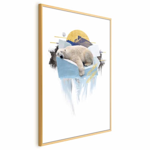 ⁨Plakat - Niedźwiedź polarny (rozmiar 21x30, wykończenie Rama złota)⁩ w sklepie Wasserman.eu
