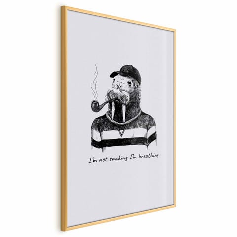 ⁨Plakat - I'm not smoking. I'm breathing (rozmiar 60x90, wykończenie Rama złota)⁩ w sklepie Wasserman.eu