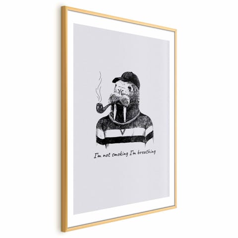 ⁨Plakat - I'm not smoking. I'm breathing (rozmiar 40x60, wykończenie Rama złota z marginesem)⁩ w sklepie Wasserman.eu
