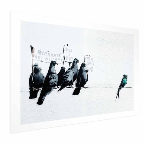 ⁨Plakat - Ksenofobiczne gołębie (rozmiar 60x40, wykończenie Bez ramy z marginesem)⁩ w sklepie Wasserman.eu