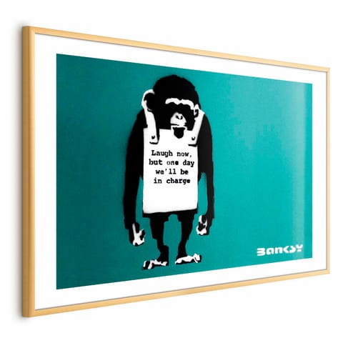 ⁨Plakat - Zła małpa (rozmiar 60x40, wykończenie Rama złota z marginesem)⁩ w sklepie Wasserman.eu