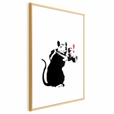 ⁨Plakat - Szczur fotograf (rozmiar 21x30, wykończenie Rama złota z marginesem)⁩ w sklepie Wasserman.eu