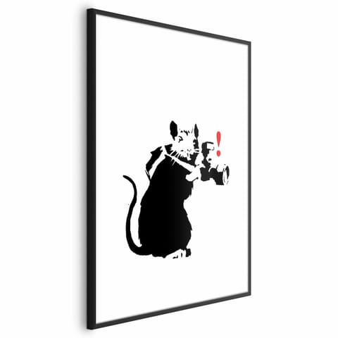 ⁨Plakat - Szczur fotograf (rozmiar 60x90, wykończenie Rama czarna z marginesem)⁩ w sklepie Wasserman.eu