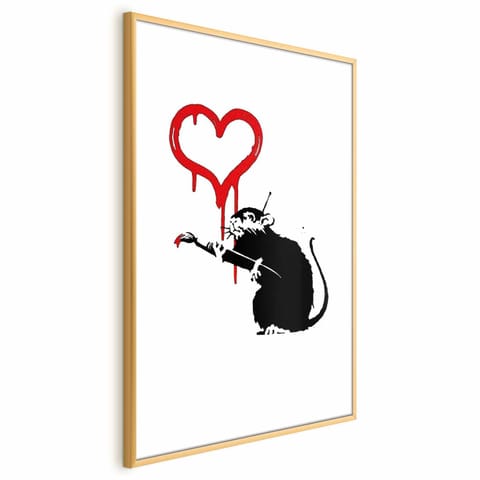 ⁨Plakat - Love Rat (rozmiar 60x90, wykończenie Rama złota z marginesem)⁩ w sklepie Wasserman.eu