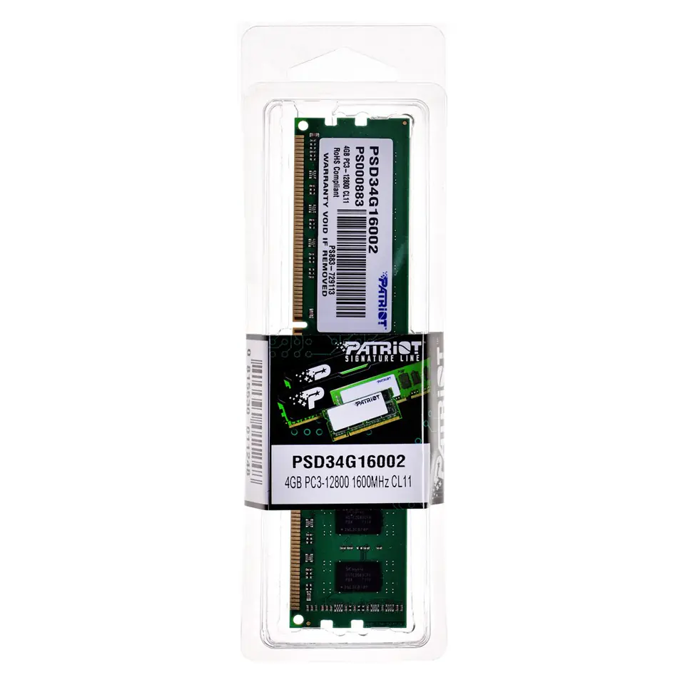 ⁨Pamięć Patriot Memory PSD34G16002 (DDR3 ECC; 1 x 4 GB; 1600 MHz; CL11)⁩ w sklepie Wasserman.eu