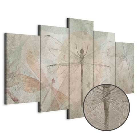 ⁨Obraz - Ważki (5-częściowy) szeroki (rozmiar 100x50, wykończenie Premium Print)⁩ w sklepie Wasserman.eu
