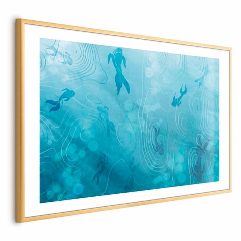 ⁨Plakat - Japoński staw (rozmiar 30x21, wykończenie Rama złota z marginesem)⁩ w sklepie Wasserman.eu