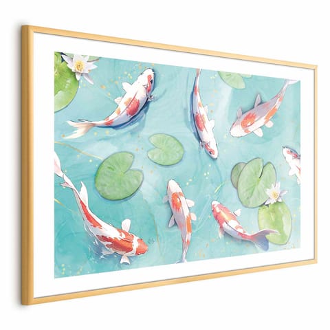 ⁨Plakat - Staw w Japonii (rozmiar 90x60, wykończenie Rama złota z marginesem)⁩ w sklepie Wasserman.eu