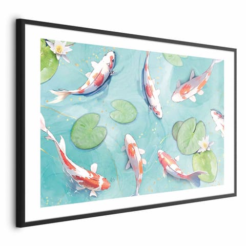 ⁨Plakat - Staw w Japonii (rozmiar 90x60, wykończenie Rama czarna z marginesem)⁩ w sklepie Wasserman.eu