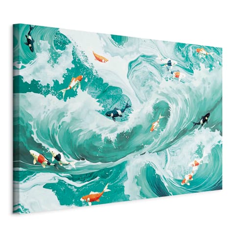 ⁨Obraz - Ryby i fale (rozmiar 60x40, wykończenie Standard)⁩ w sklepie Wasserman.eu