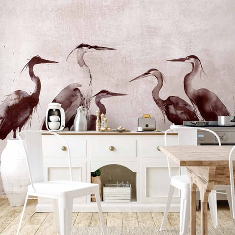 ⁨Fototapeta - Czaple malowane tuszem (rozmiar 350x256, wykończenie Wodoodporna)⁩ w sklepie Wasserman.eu