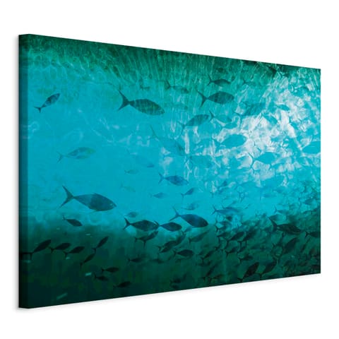 ⁨Obraz - Gromada ciemnych ryb (rozmiar 120x80, wykończenie Na płótnie włoskim)⁩ w sklepie Wasserman.eu
