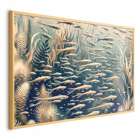 ⁨Plakat - Oceaniczna przyroda (rozmiar 30x21, wykończenie Rama złota)⁩ w sklepie Wasserman.eu