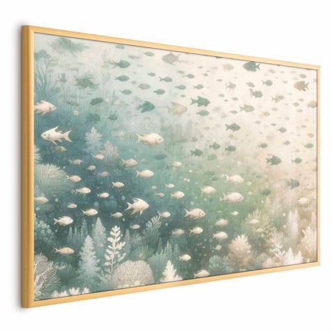 ⁨Plakat - Morski świat (rozmiar 42x29.7, wykończenie Rama złota)⁩ w sklepie Wasserman.eu