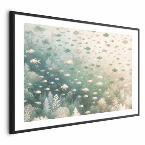 ⁨Plakat - Morski świat (rozmiar 60x40, wykończenie Rama czarna z marginesem)⁩ w sklepie Wasserman.eu