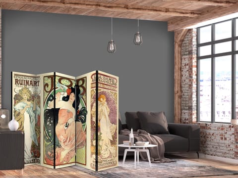 ⁨Parawan - Alphonse Mucha. Kobiety II (rozmiar 225x172, wykończenie Jednostronny)⁩ w sklepie Wasserman.eu