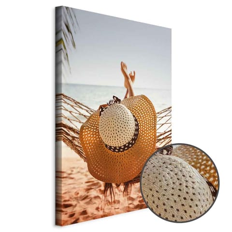 ⁨Obraz - Hamak na plaży (1-częściowy) pionowy (rozmiar 60x90, wykończenie Premium Print)⁩ w sklepie Wasserman.eu