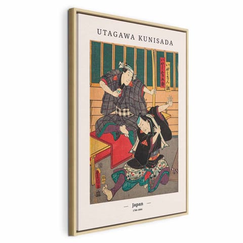 ⁨Obraz - Japoński drzeworyt (1-częściowy) pionowy (rozmiar 80x120, wykończenie W ramie drewnianej naturalnej)⁩ w sklepie Wasserman.eu