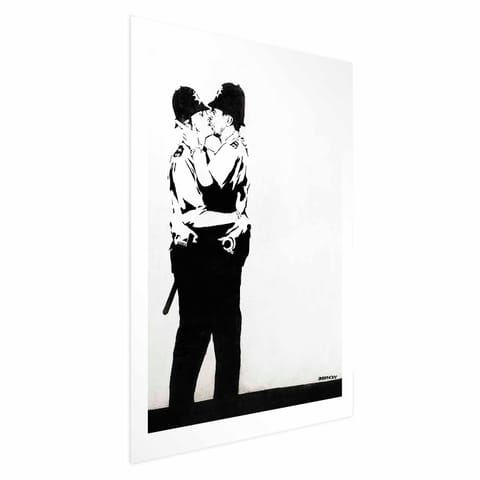 ⁨Plakat - Pocałunek policjantów (rozmiar 29.7x42, wykończenie Bez ramy z marginesem)⁩ w sklepie Wasserman.eu