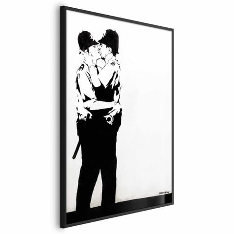 ⁨Plakat - Pocałunek policjantów (rozmiar 40x60, wykończenie Rama czarna)⁩ w sklepie Wasserman.eu