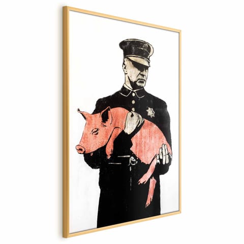 ⁨Plakat - Policyjna świnia (rozmiar 29.7x42, wykończenie Rama złota)⁩ w sklepie Wasserman.eu