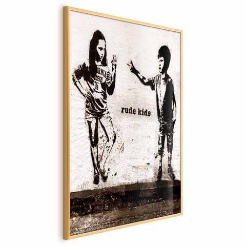 ⁨Plakat - Niegrzeczne dzieci (rozmiar 29.7x42, wykończenie Rama złota)⁩ w sklepie Wasserman.eu