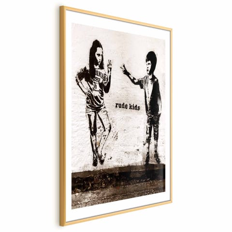 ⁨Plakat - Niegrzeczne dzieci (rozmiar 60x90, wykończenie Rama złota z marginesem)⁩ w sklepie Wasserman.eu