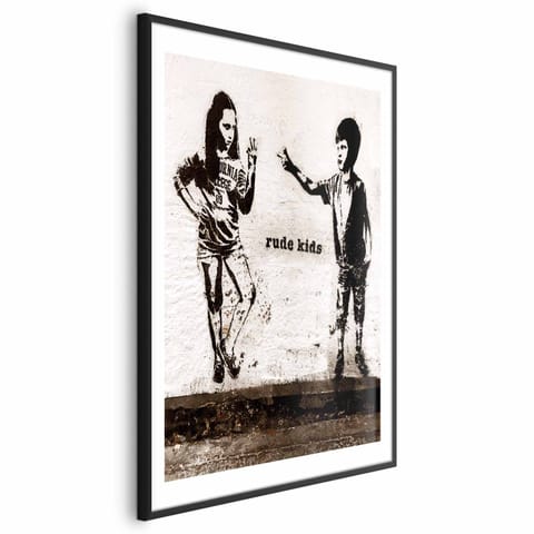 ⁨Plakat - Niegrzeczne dzieci (rozmiar 21x30, wykończenie Rama czarna z marginesem)⁩ w sklepie Wasserman.eu