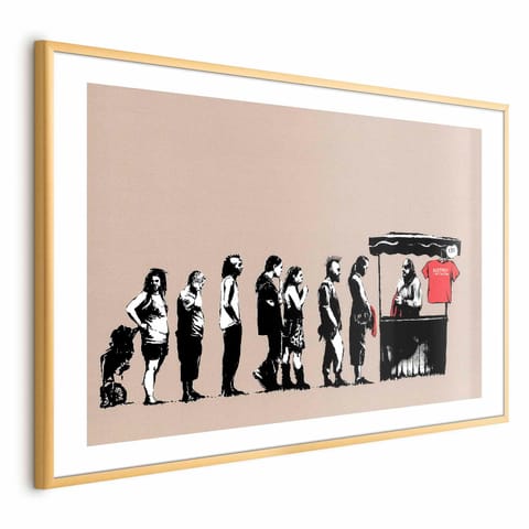 ⁨Plakat - Zniszczyć kapitalizm (rozmiar 60x40, wykończenie Rama złota z marginesem)⁩ w sklepie Wasserman.eu