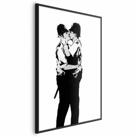 ⁨Plakat - Kissing Coppers (rozmiar 29.7x42, wykończenie Rama czarna)⁩ w sklepie Wasserman.eu