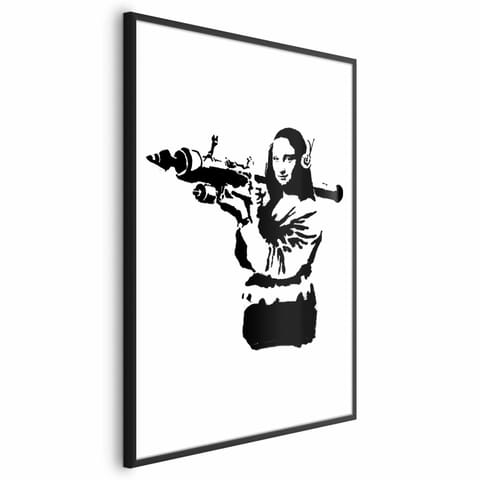 ⁨Plakat - Banksy Mona Lisa with Rocket Launcher (rozmiar 21x30, wykończenie Rama czarna)⁩ w sklepie Wasserman.eu