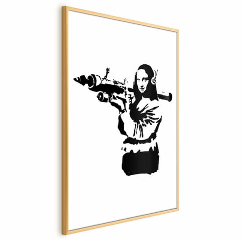 ⁨Plakat - Banksy Mona Lisa with Rocket Launcher (rozmiar 60x90, wykończenie Rama złota)⁩ w sklepie Wasserman.eu