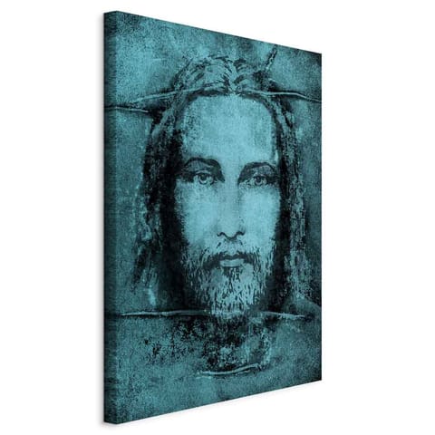 ⁨Picture - Turin Shroud in turquoise (1-piece) vertical (size 60x90)⁩ at Wasserman.eu