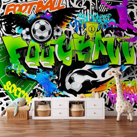⁨Wall mural - Football graffiti (size 100x70)⁩ at Wasserman.eu