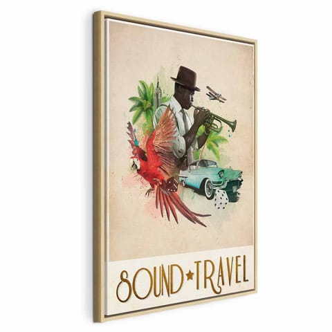 ⁨Obraz - Sound Travel (1-częściowy) pionowy (rozmiar 40x60, wykończenie W ramie drewnianej naturalnej)⁩ w sklepie Wasserman.eu