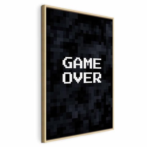 ⁨Obraz - Game Over w pikselach (rozmiar 60x90, wykończenie W ramie drewnianej naturalnej)⁩ w sklepie Wasserman.eu