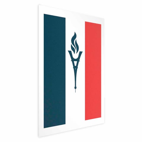 ⁨Plakat - Flaga Francji ze zniczem (rozmiar 40x60, wykończenie Bez ramy z marginesem)⁩ w sklepie Wasserman.eu