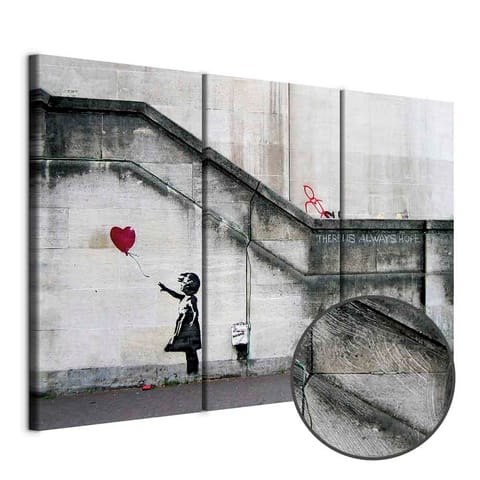 ⁨Obraz - Girl With a Balloon by Banksy (rozmiar 60x40, wykończenie Premium Print)⁩ w sklepie Wasserman.eu