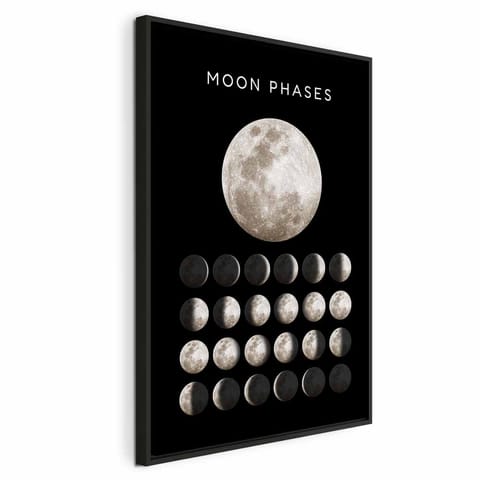 ⁨Obraz - Fazy księżyca (1-częściowy) pionowy (rozmiar 80x120, wykończenie W ramie drewnianej czarnej)⁩ w sklepie Wasserman.eu
