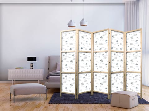 ⁨Parawan japoński - Akwarela - pokaz samolotów na jasnym niebie z delikatnymi chmurkami (rozmiar 225x172, wykończenie )⁩ w sklepie Wasserman.eu