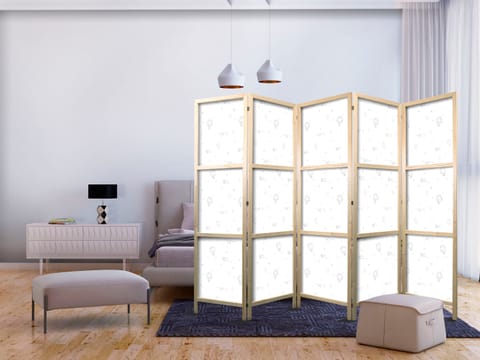 ⁨Parawan japoński - Akwarela - samoloty i balony namalowane na białym tle nieba (rozmiar 225x172, wykończenie )⁩ w sklepie Wasserman.eu