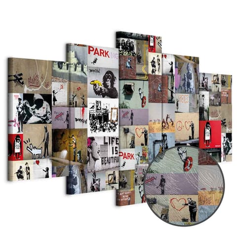 ⁨Obraz - Sztuka kolażu: Banksy IV (rozmiar 100x50, wykończenie Premium Print)⁩ w sklepie Wasserman.eu