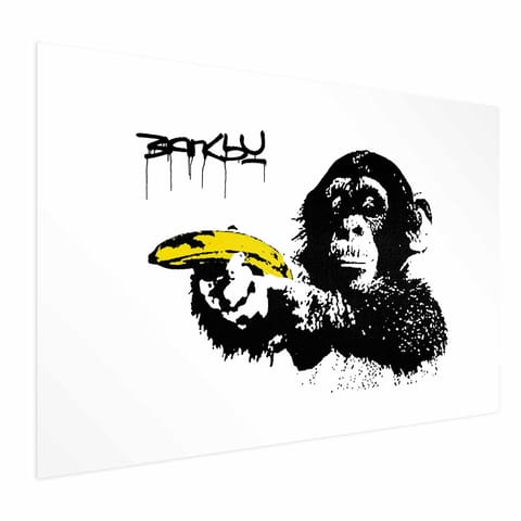 ⁨Plakat - Banksy: Małpa z bananem (rozmiar 42x29.7, wykończenie Bez ramy z marginesem)⁩ w sklepie Wasserman.eu